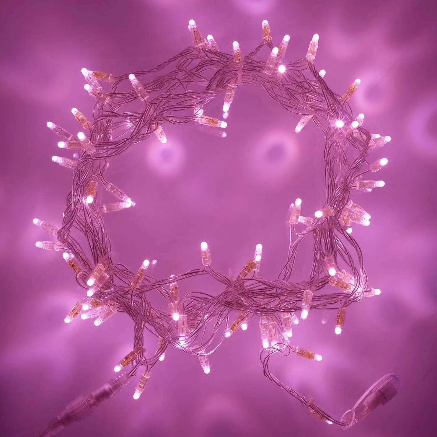 Lights4fun Core Connect Pink Connectable Fairy Lights with Clear Cable, 60m