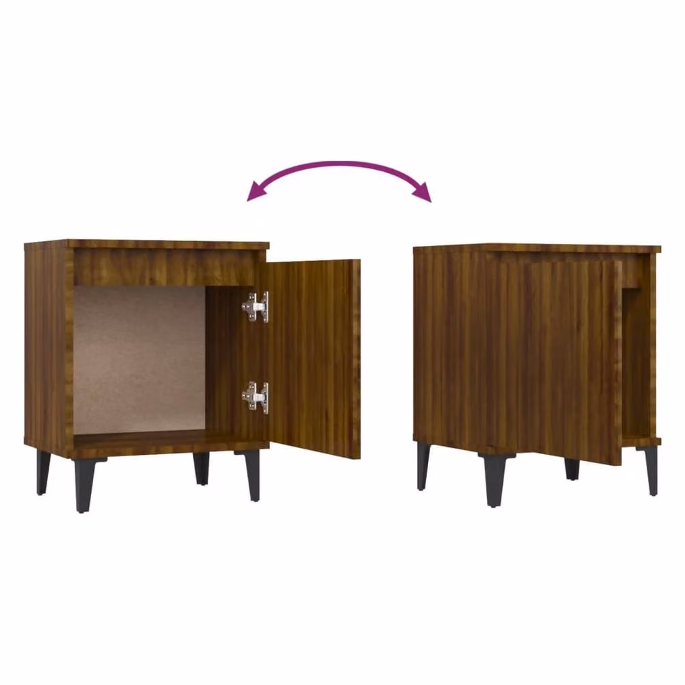 Berkfield Home Sturdy Bed Cabinet in Brown Oak with Metal Legs, W: 40 cm, D: 30 cm, H: 50 cm – 4