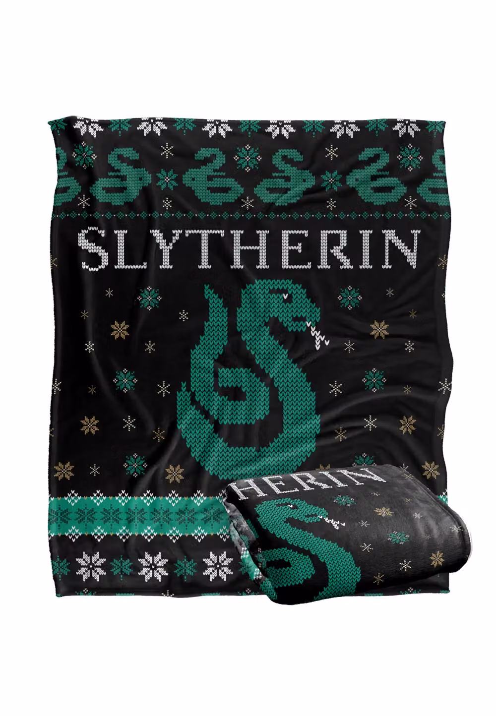 LOGOVISION Harry Potter Slytherin Ugly Christmas Sweater Throw Blanket, Multicolour and White, W/D/H: 152 x 127 cm – 7