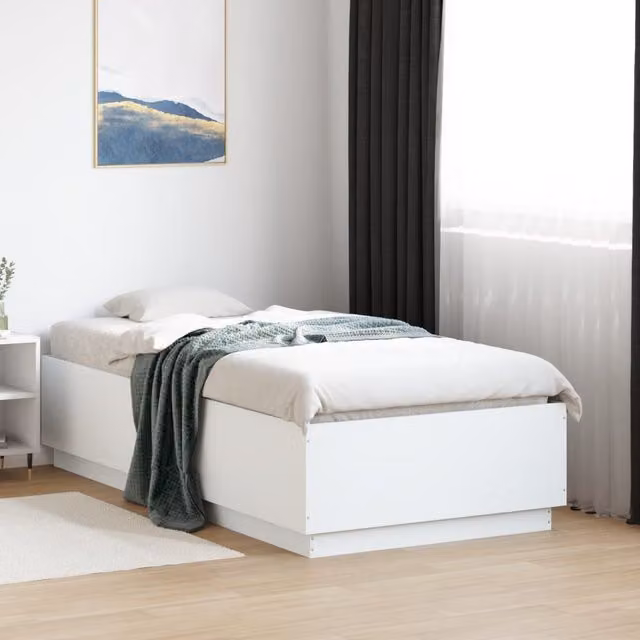 Berkfield Home Small Single Bed Frame in White, W/D/H: 75 x 190 cm – 1