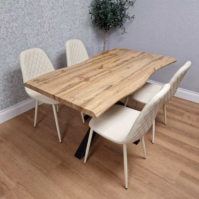 Kosy Koala Industrial Dining Table Set with 4 Chairs in Brown – 1