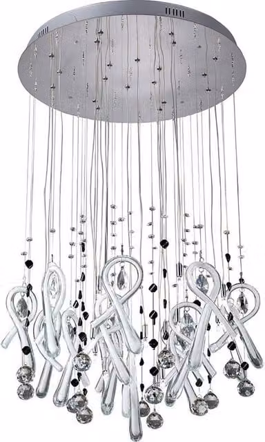 Netlighting Classic Round Pendant Light with White Glass and Chrome Finish, 20 x G4 Bulbs – 1