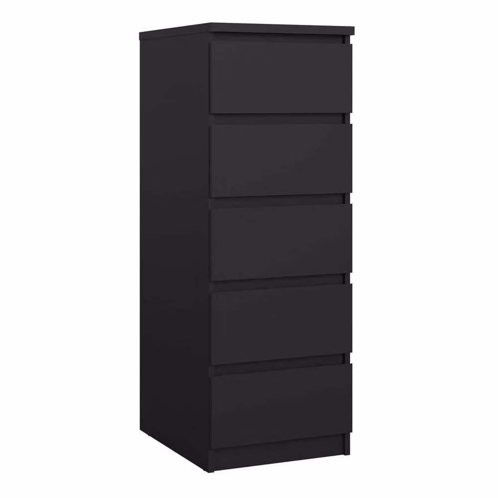 Wyld Haus Budapest Narrow 5 Drawer Chest in Matt Black – 2