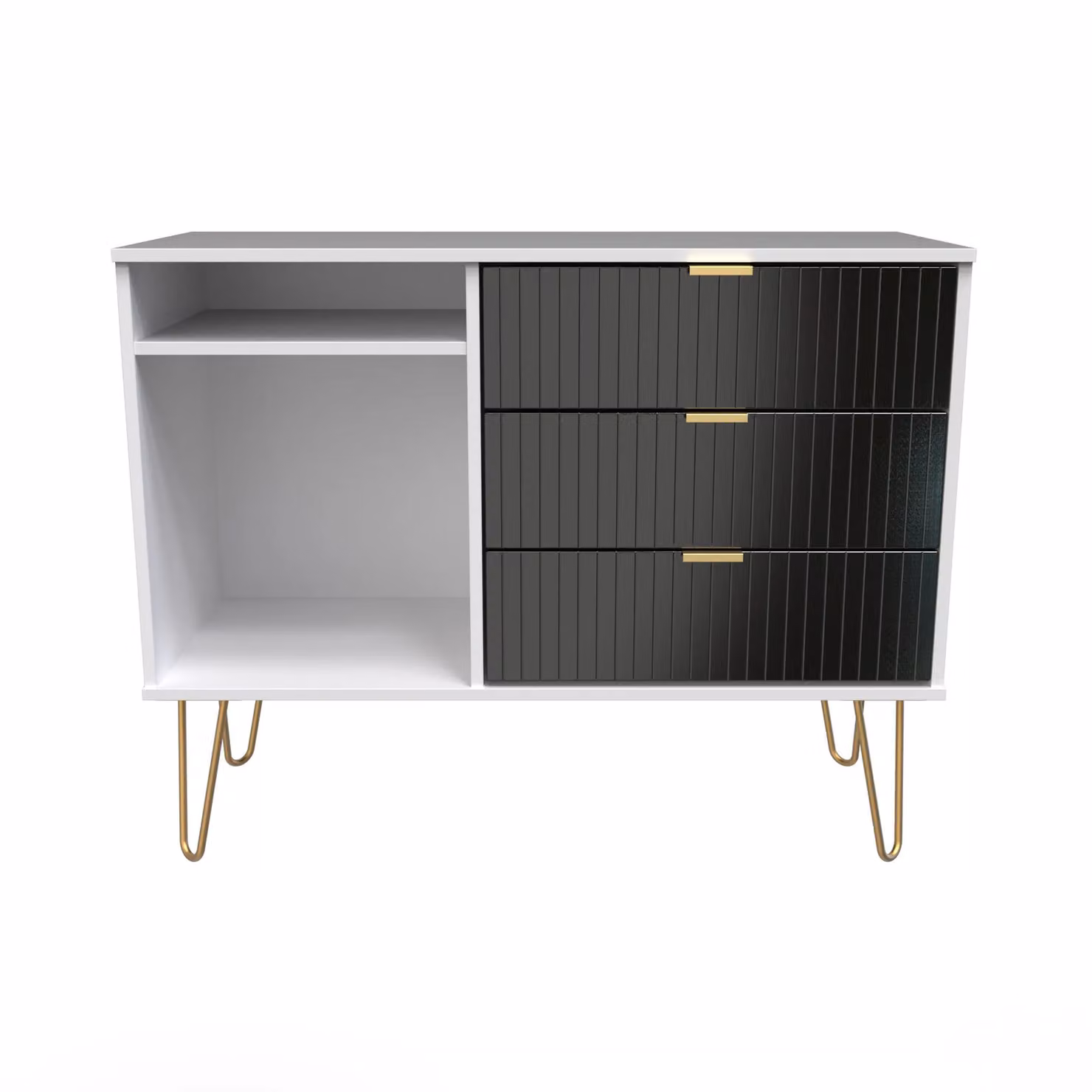 2 U Bexley 3 Drawer TV Unit in True Black and Gold – 2