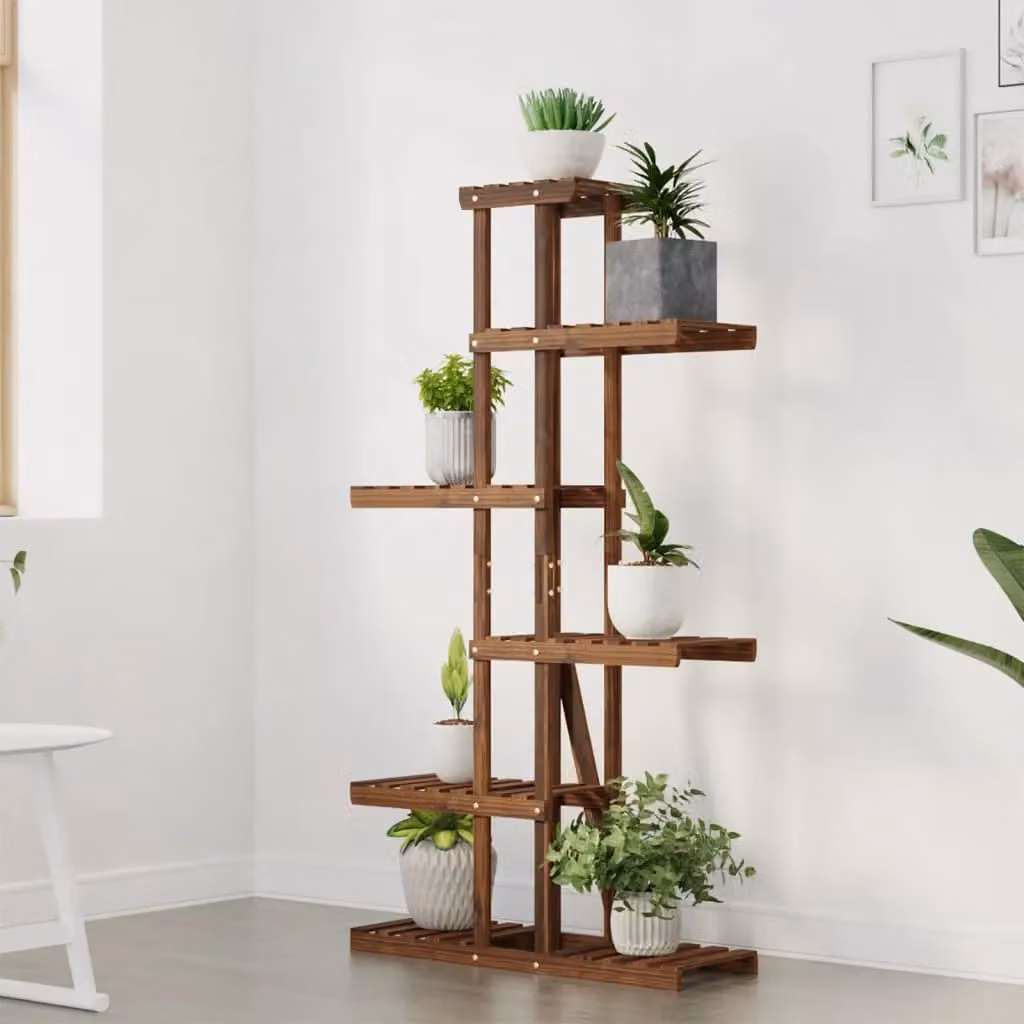 Berkfield Home Retro Solid Wood Fir Flower Stand, Brown, H 140.5 x W 75 x D 25 cm – 3
