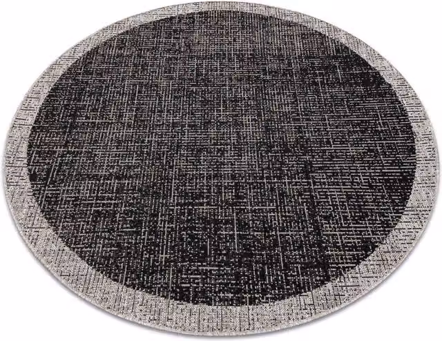 RugsX Floorlux Round Polypropylene Rug in Black, Diameter: 160 cm