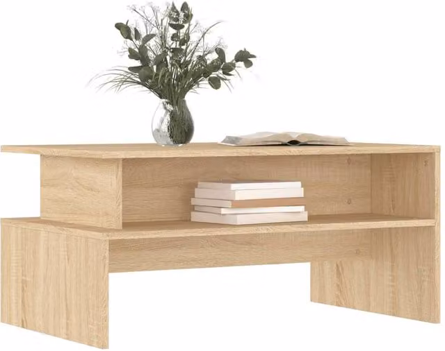 Berkfield Home Sonoma Oak Decorative Coffee Table in Light Brown, W/D/H: 90 x 55 x 42.5 cm