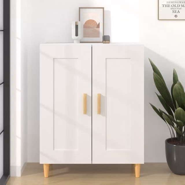 Berkfield Home Classic White Sideboard in Matt MDF, W/D/H: 69.5 x 34 x 90 cm