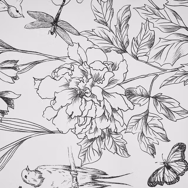 Lifeideas Self Adhesive Floral Wallpaper Roll in Black and White