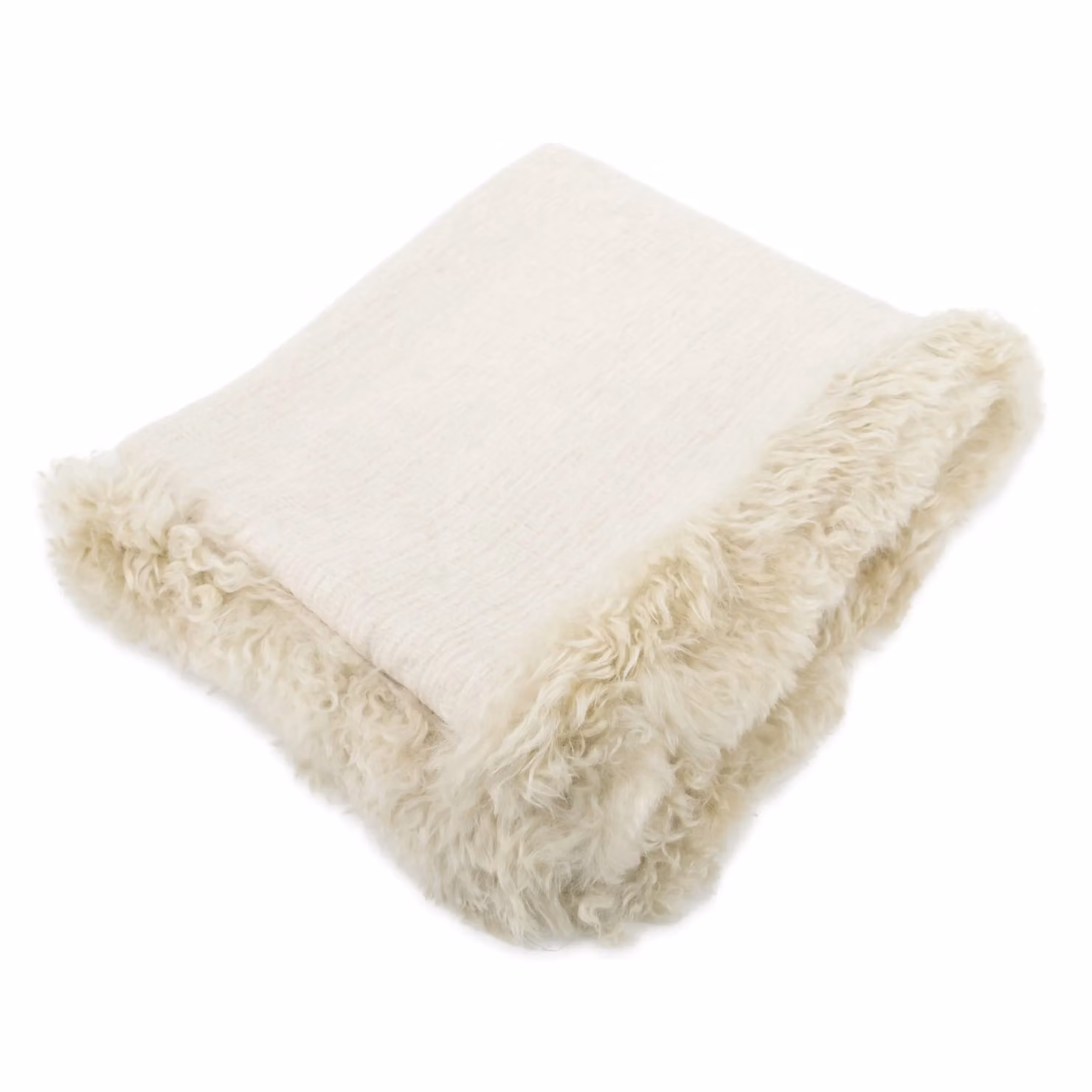 Native Natural Beige Linen Blanket with Sheepskin Trim, W: 140 cm, L: 180 cm – 2