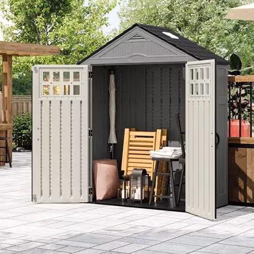 Rowlinson Suncast Everett Resin Shed in Grey, W190 x D84 x H236 cm – 3