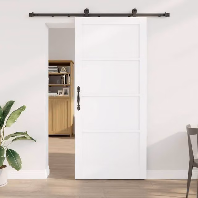 Berkfield Home Modern Sliding Door with Hardware Set in White Lacquered Solid Wood, W: 93 cm, H: 211 cm