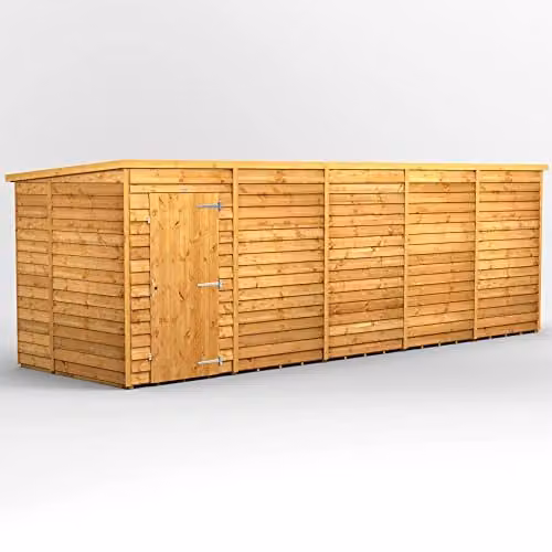 Powersheds Premium Pent Overlap Wooden Shed in Brown, 10 mm Extra Thick Timber, Windowless