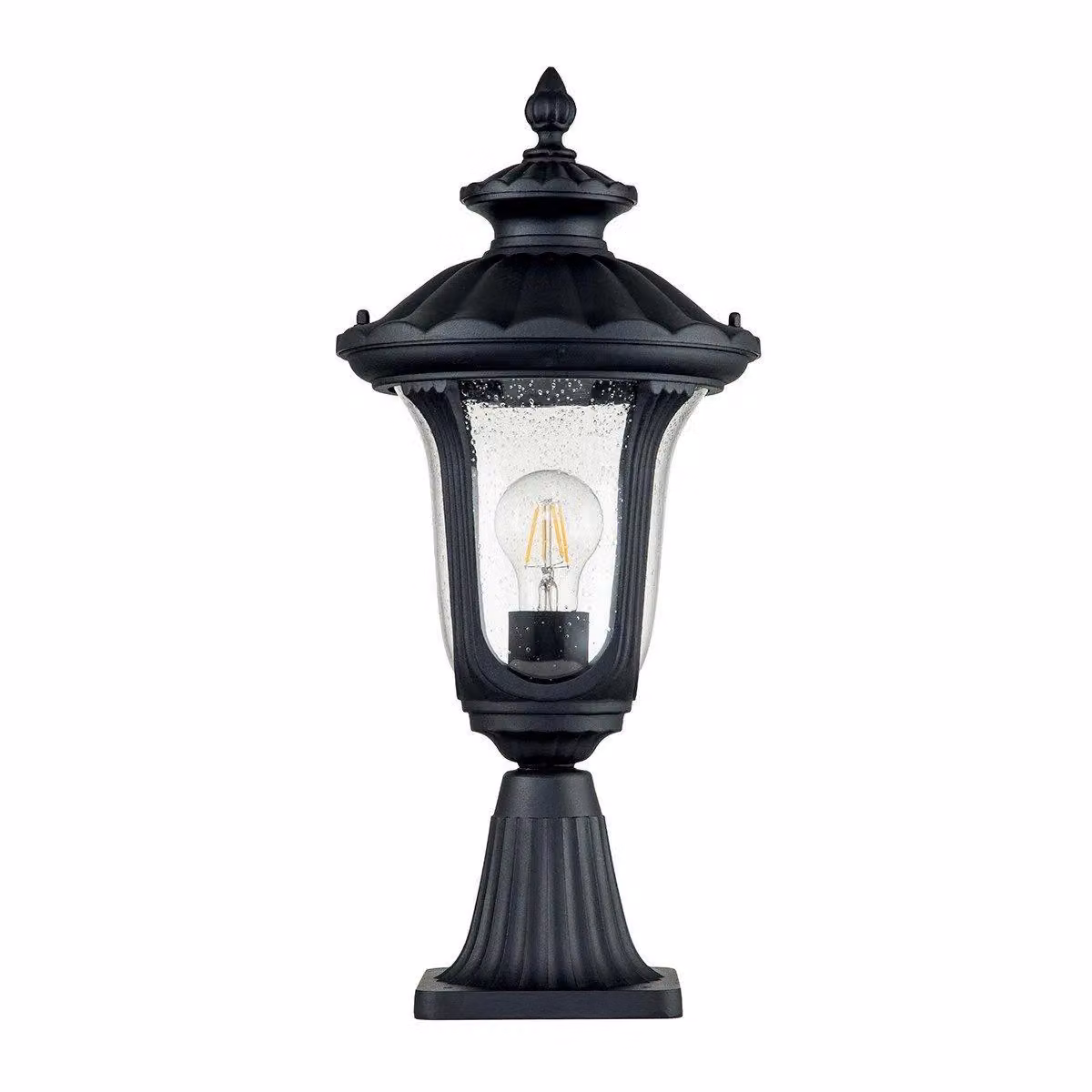 Netlighting Chicago Outdoor Pedestal Lantern in Black with Transparent Glass, IP44 Rated – 2