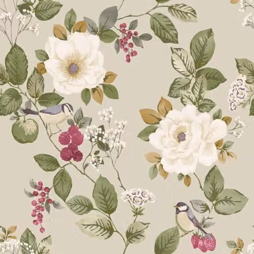 Belgravia Decor Bramble Floral Wallpaper with Matte Detailing in Green, Red and Blue – 2