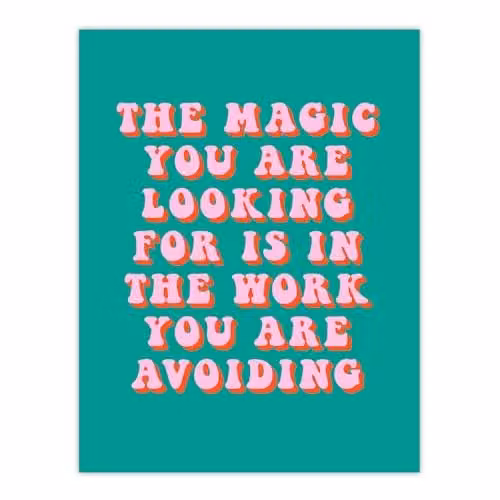Artery8 Magic Work Avoiding Pink and Green Quote Wall Art Poster Print on Thick Paper, W/H: 46 x 61 cm