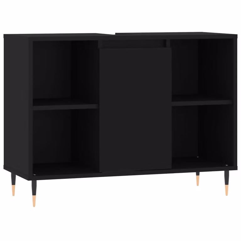 Berkfield Home Black Industrial Freestanding Bathroom Cabinet with Internal Shelves W/D/H: 80 x 33 x 60 cm