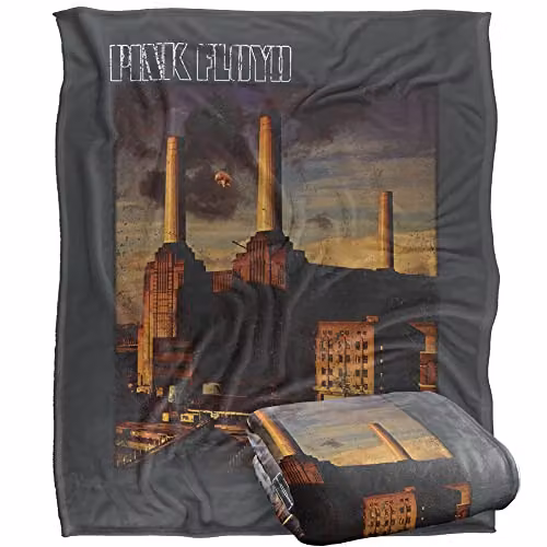 LOGOVISION Pink Floyd Faded Animals Super Soft Fleece Throw Blanket, White, W/D/H: 152 x 127 cm – 1