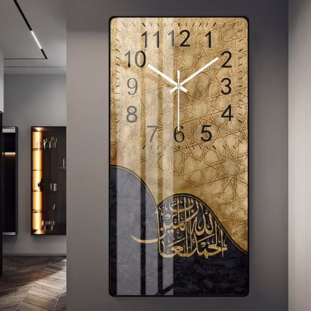 Hygrad Built to Survive Modern Islamic Geometric Wall Clock in Black and Gold