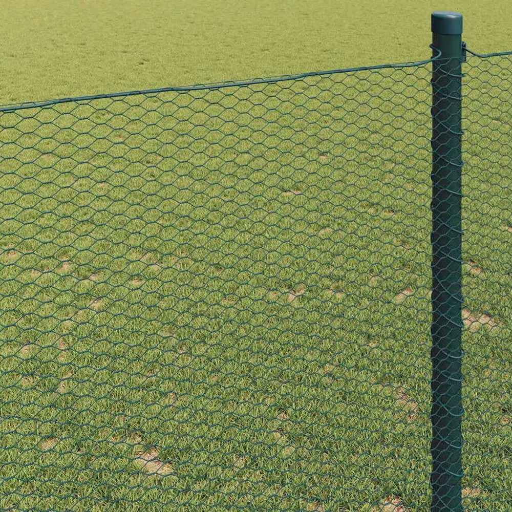 Berkfield Home Green PVC-Coated Steel Hexagon Fence, H: 160 cm x W: 10 m – 3