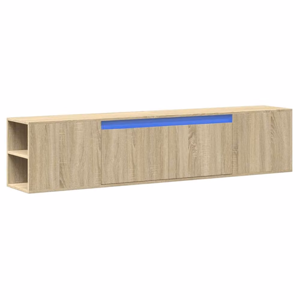 Berkfield Home LED TV Wall Cabinet in Sonoma Oak, Light Brown, W: 180 cm, D: 39.5 cm, H: 31 cm – 2