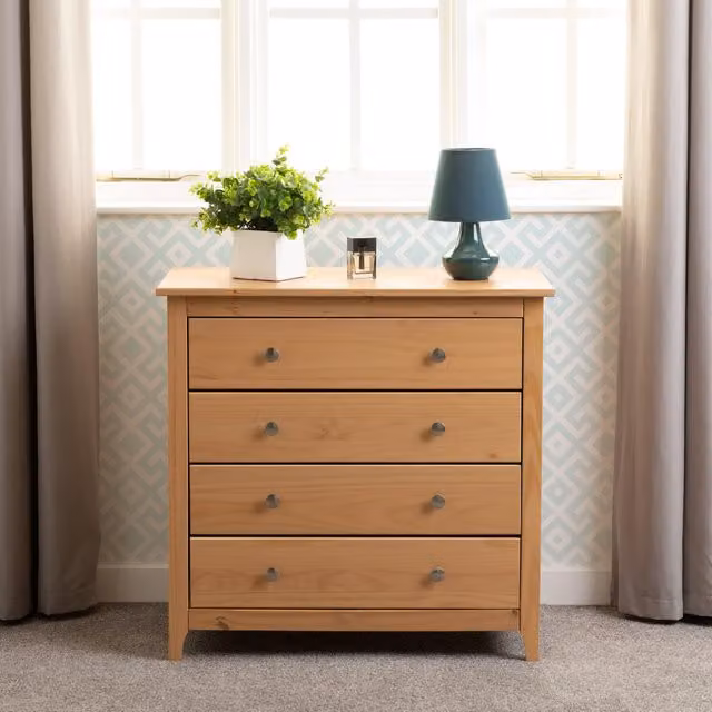 Seconique Oslo Rustic Pine 4 Drawer Chest of Drawers in Brown – 1