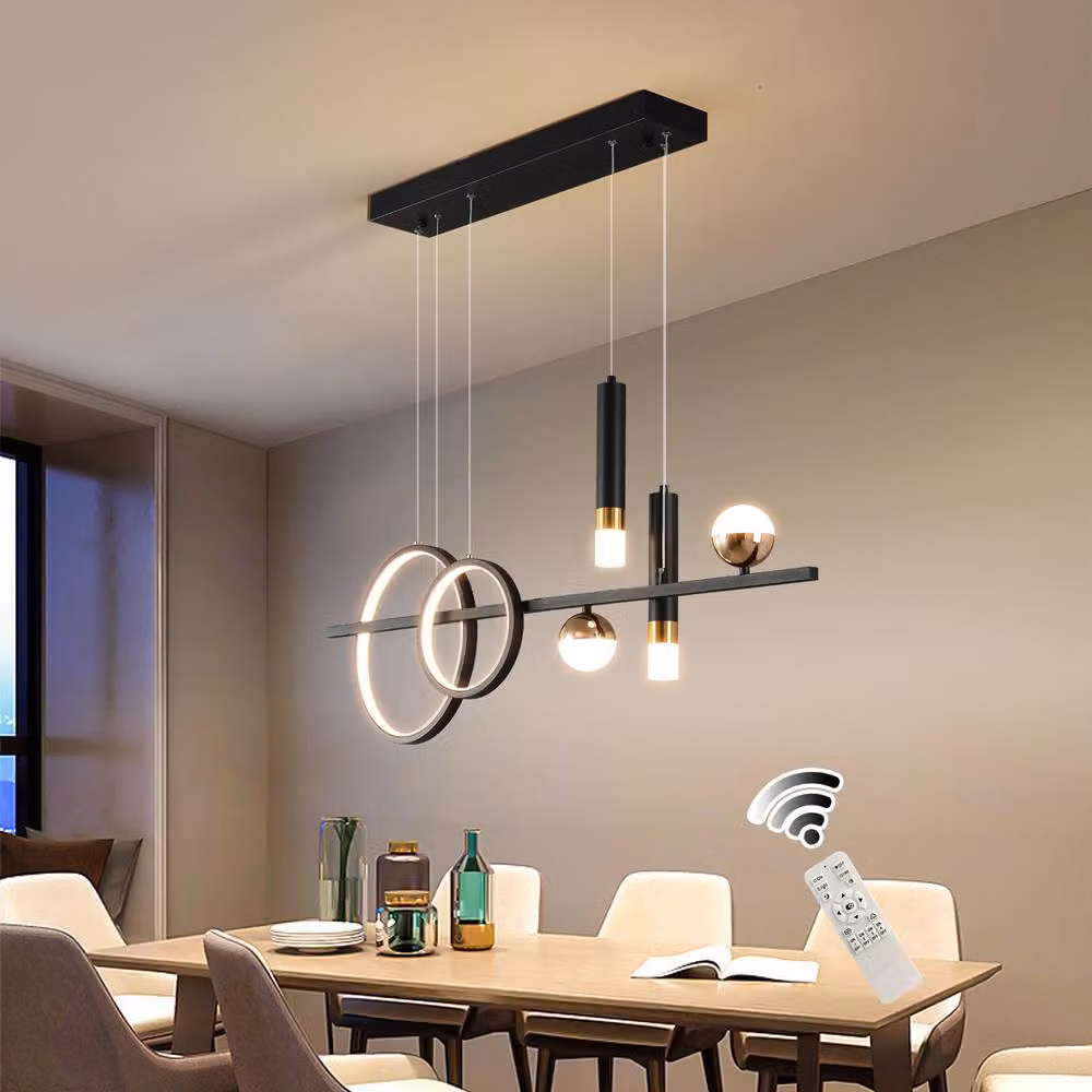 NIVOR 6 LED Linear Pendant Kitchen Island Spotlight Lamp, Dimmable and Adjustable, Black – 3
