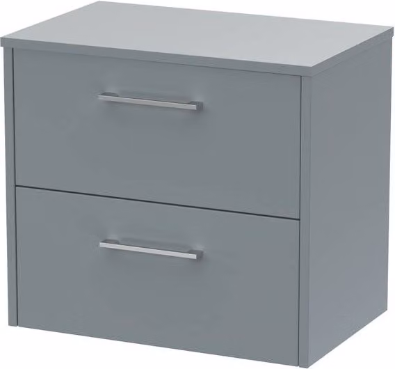Balterley Winshill Contemporary 2 Drawer Wall Hung Vanity Unit, Grey, W: 60 cm – 1
