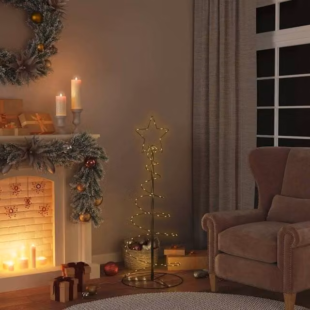 Berkfield Home Christmas Tree Light Cone with 80 Warm White LEDs, Black, Height: 120 cm – 1