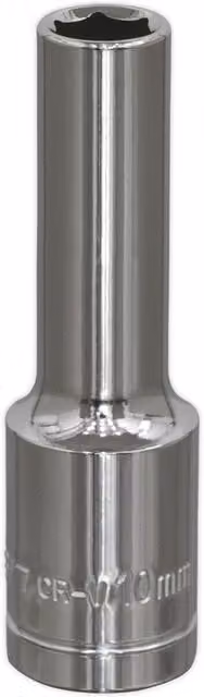 Loops 10mm Deep Drive Socket 1/2 inch Square Drive in Silver Chrome Plated Carbon Steel