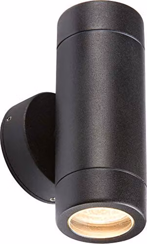 Netlighting Knightsbridge Black Aluminium and Stainless Steel IP65 Up and Down Outdoor Wall Light with GU10 Bulb – 1