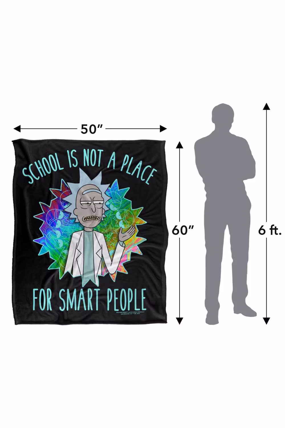 Warner Bros. Rick and Morty School Silky Touch Super Soft Fleece Throw Blanket, Multicolour, W: 91.44 cm x D: 91.44 cm x H: 147 cm – 8
