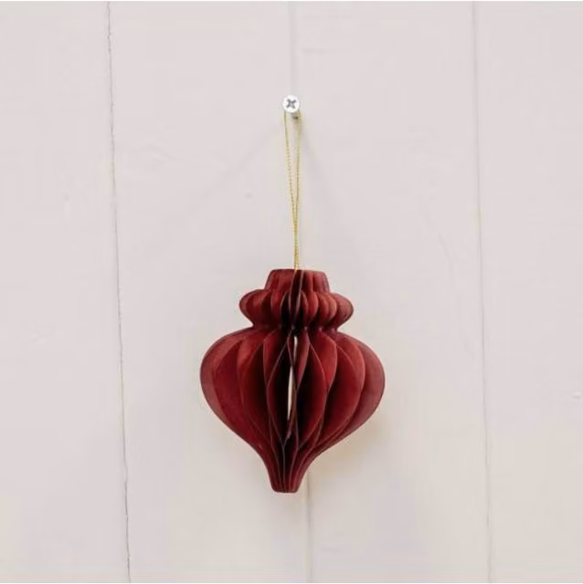 KDMD Set of 3 Claret Red Teardrop Christmas Baubles