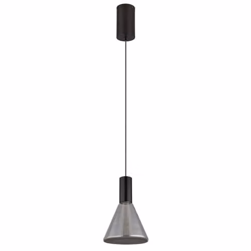Netlighting Labora Cone Pendant Light in Black with Smoke Glass Shade, LED 3000K Warm White – 1