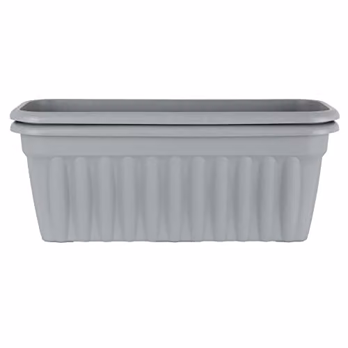 Wham Vista Rectangular Plastic Garden Trough Planter Set, Grey, W/D/H: 80 x 30.5 x 29.5 cm (2 units)