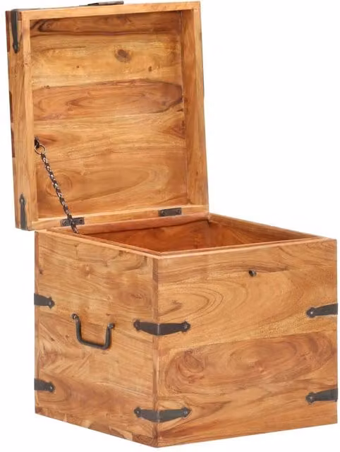 Berkfield Home Solid Acacia Wood Chest in Brown, W/D/H: 40 x 40 x 40 cm – 1