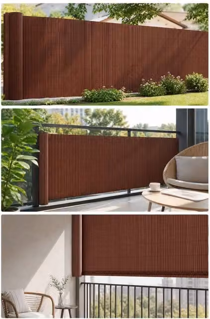 Garden Sanctuary Brown PVC Privacy Fence and Opaque Balcony Cover Screen Panels