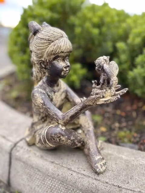 Marco Paul Sitting with Fairy Resin Statue in Brown