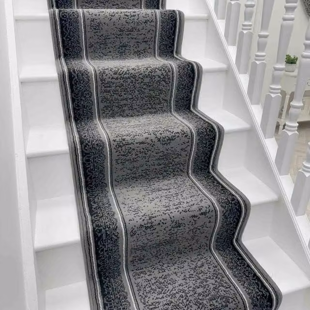 runrug Tribal Stair Runner Carpet in Dark Grey, W: 70 cm x L: 630 cm
