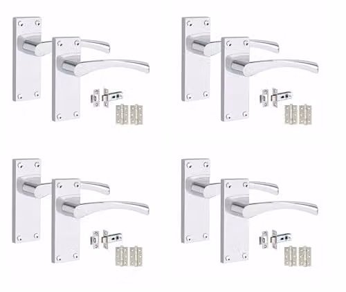 Golden Grace Victorian Astrid Door Handles in Polished Chrome, 4 Sets