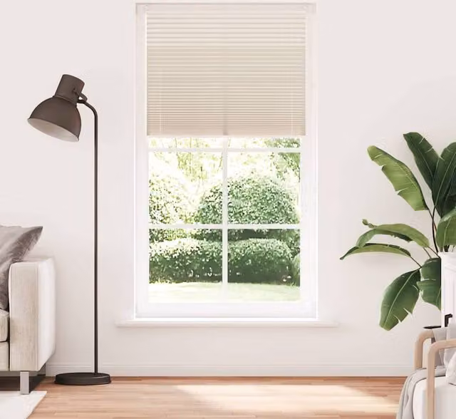 Berkfield Home Single Pleat Plisse Blind in Beige, W: 100 cm, H: 200 cm