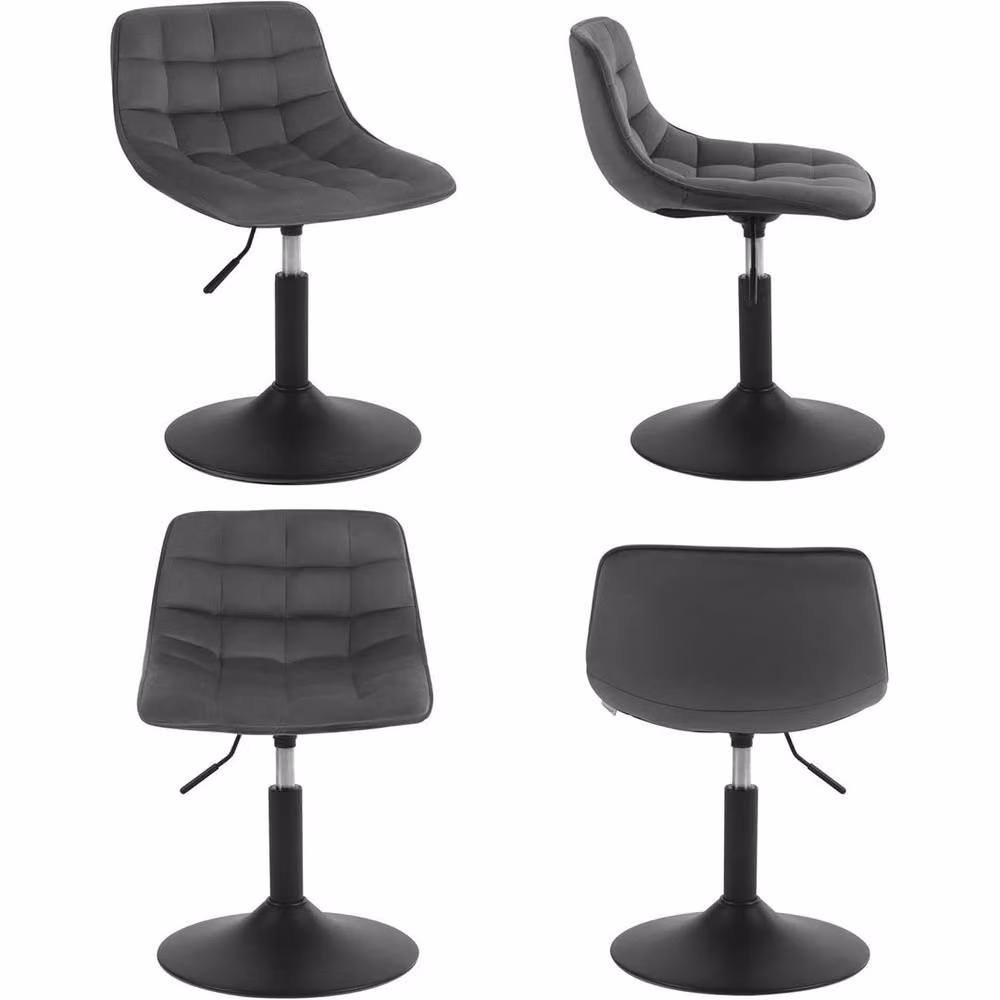 SPETLEK Height Adjustable Dressing Table Chair in Dark Grey Velvet – 3