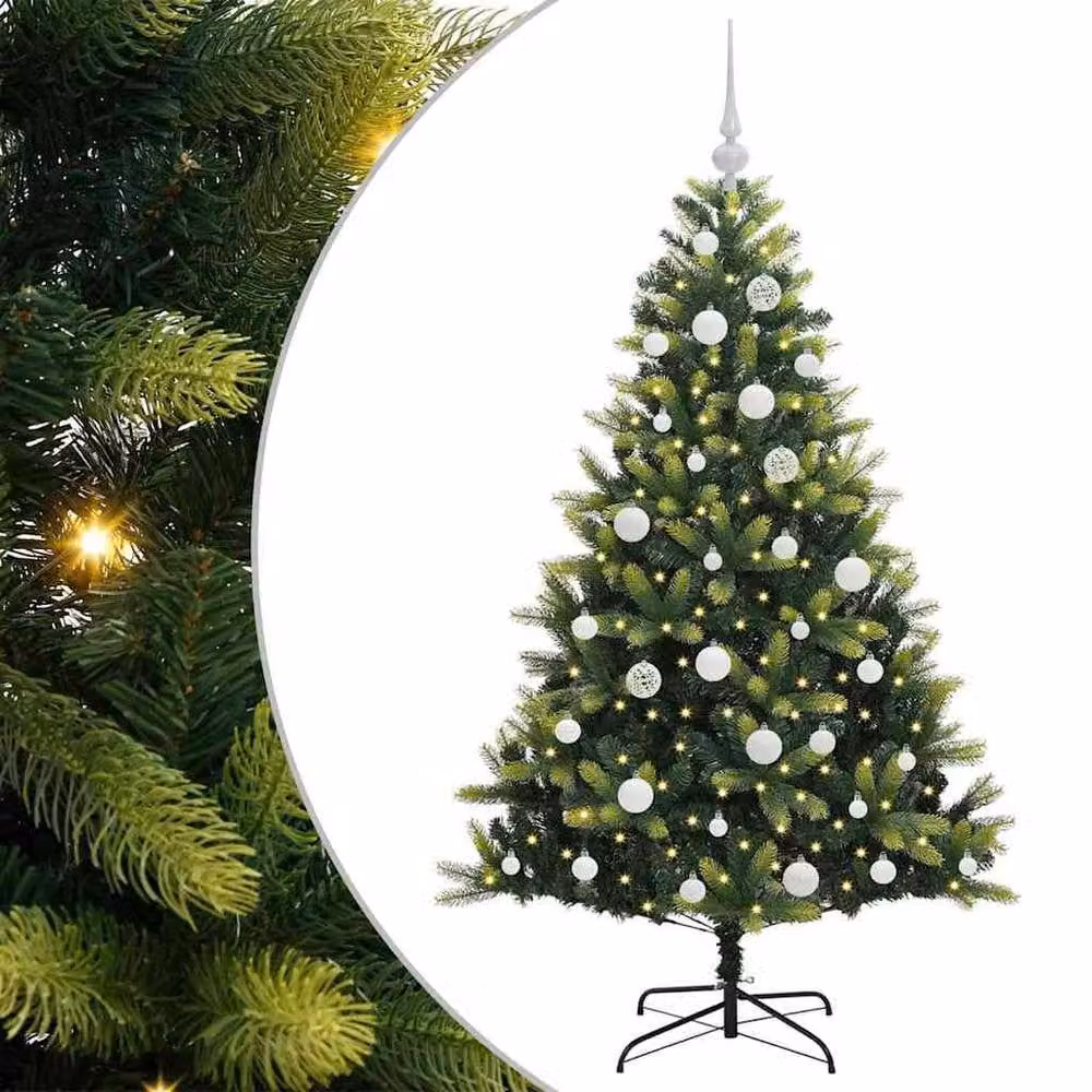 Berkfield Home Artificial Hinged Green Christmas Tree with 150 LEDs, Height: 150 cm – 2