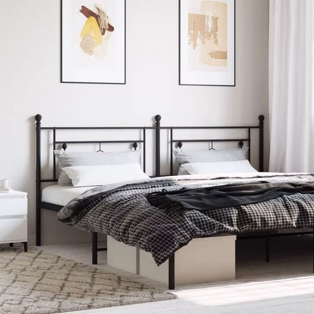 Berkfield Home Classic Metal Headboard in Black, Width: 193 cm – 2