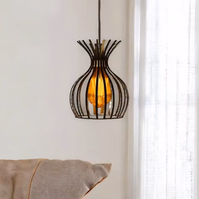 FURNOS Industrial Black Metal Cage Ceiling Pendant Light Shade