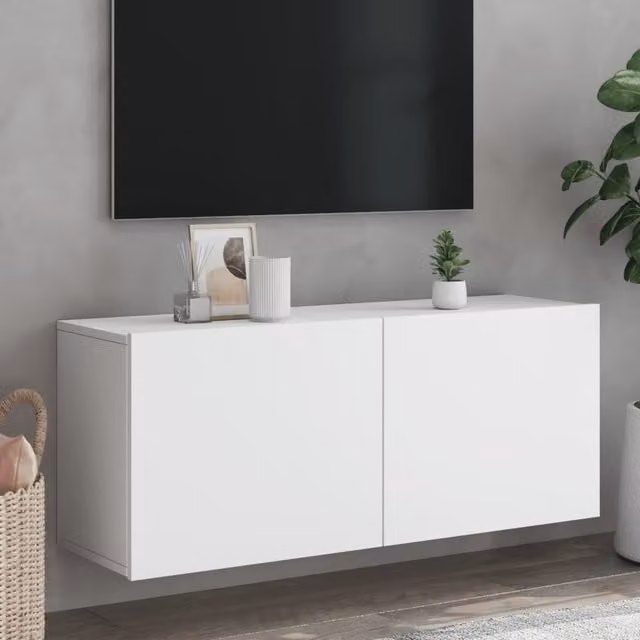 Berkfield Home Wall-mounted TV Cabinet in White, W/D/H: 100 x 30 x 41 cm – 1