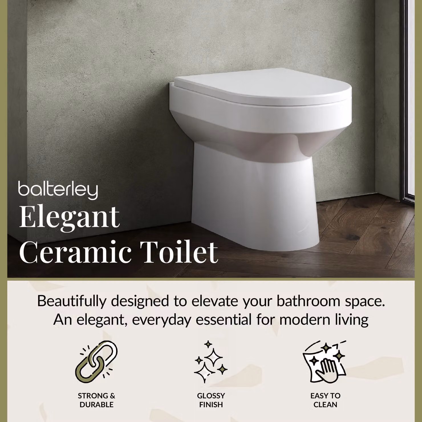 Balterley Round Back To Wall Toilet Pan, White, W: 410 mm, D: 370 mm, H: 520 mm – 2