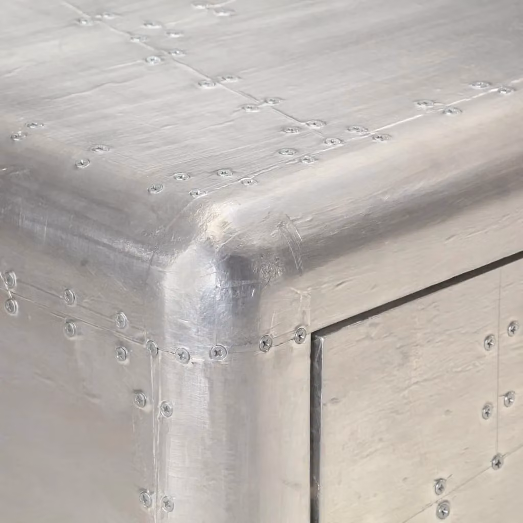 Berkfield Home Aviator Industrial Metal Sideboard in Silver, W/D/H: 110 x 35 x 75 cm – 3