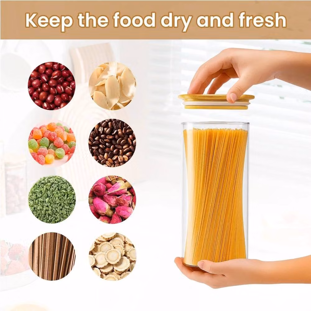 PAWNORA Glass Kitchen Storage Jars, 6 Pieces, 1600ml, Clear – 2