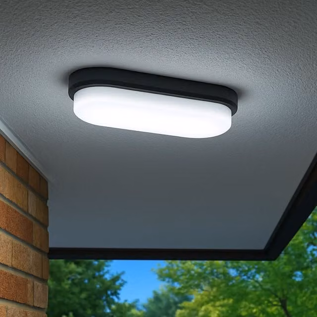 CGC Lighting Sonny Black Opal Oval LED Outdoor Wall Light Bulkhead 12W Black – 1